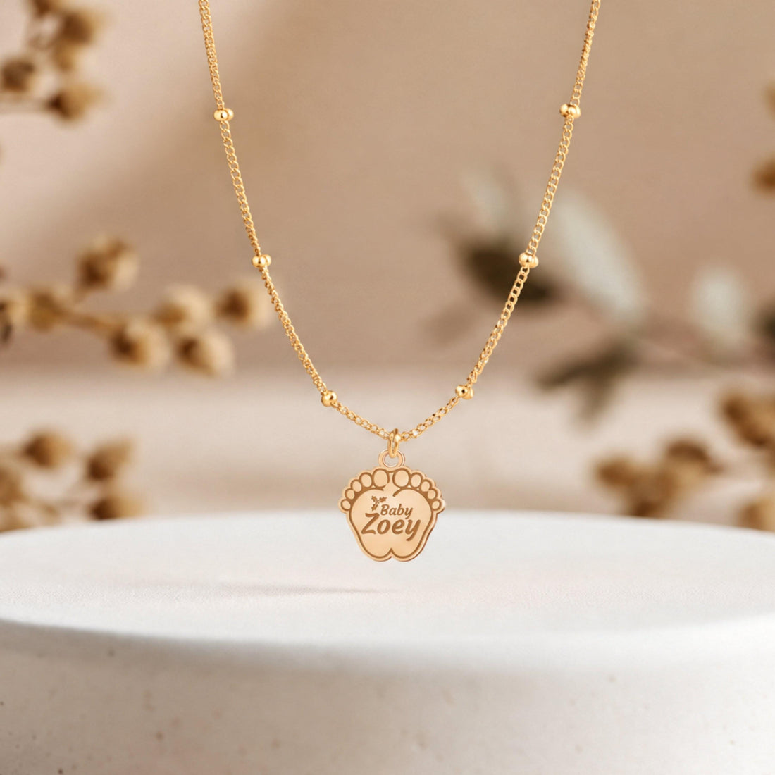 Baby Footprint Charm Necklace