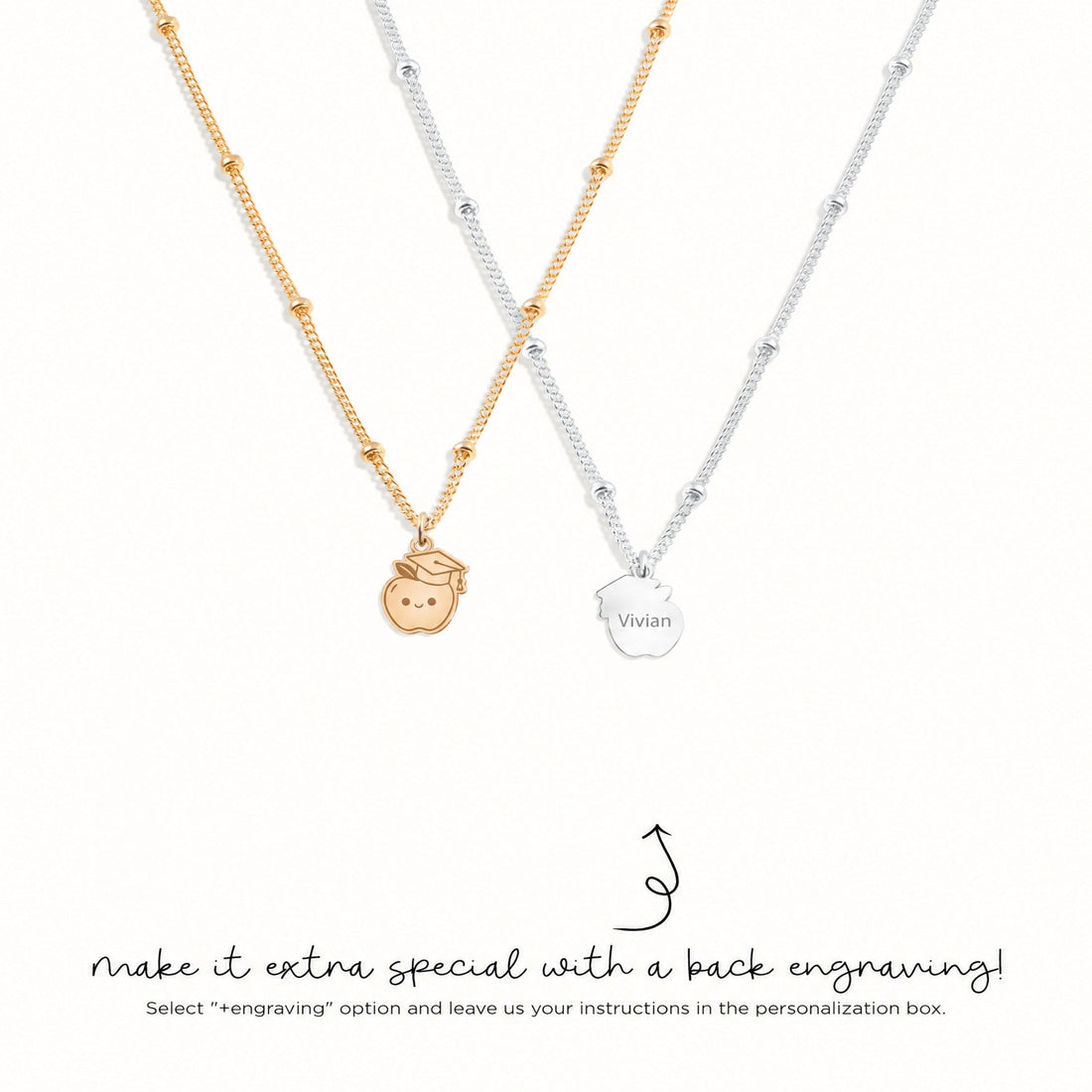 Graduation Apple Charm Necklace