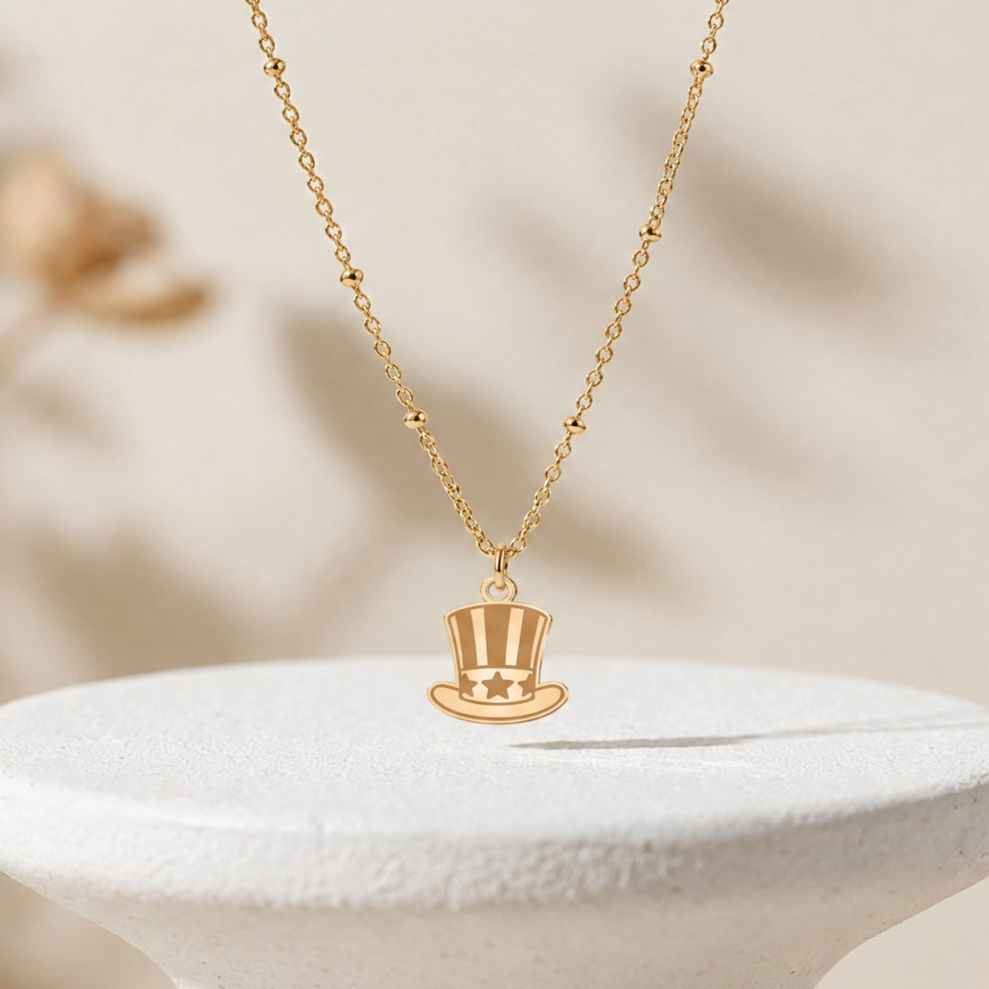 Patriotic Top Hat Charm Necklace