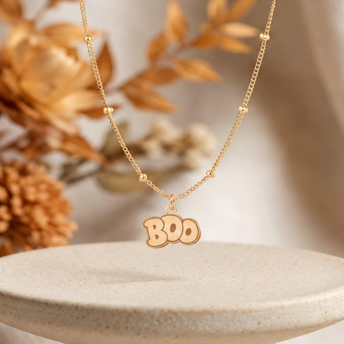 Boo Bubble Letters Charm Necklace
