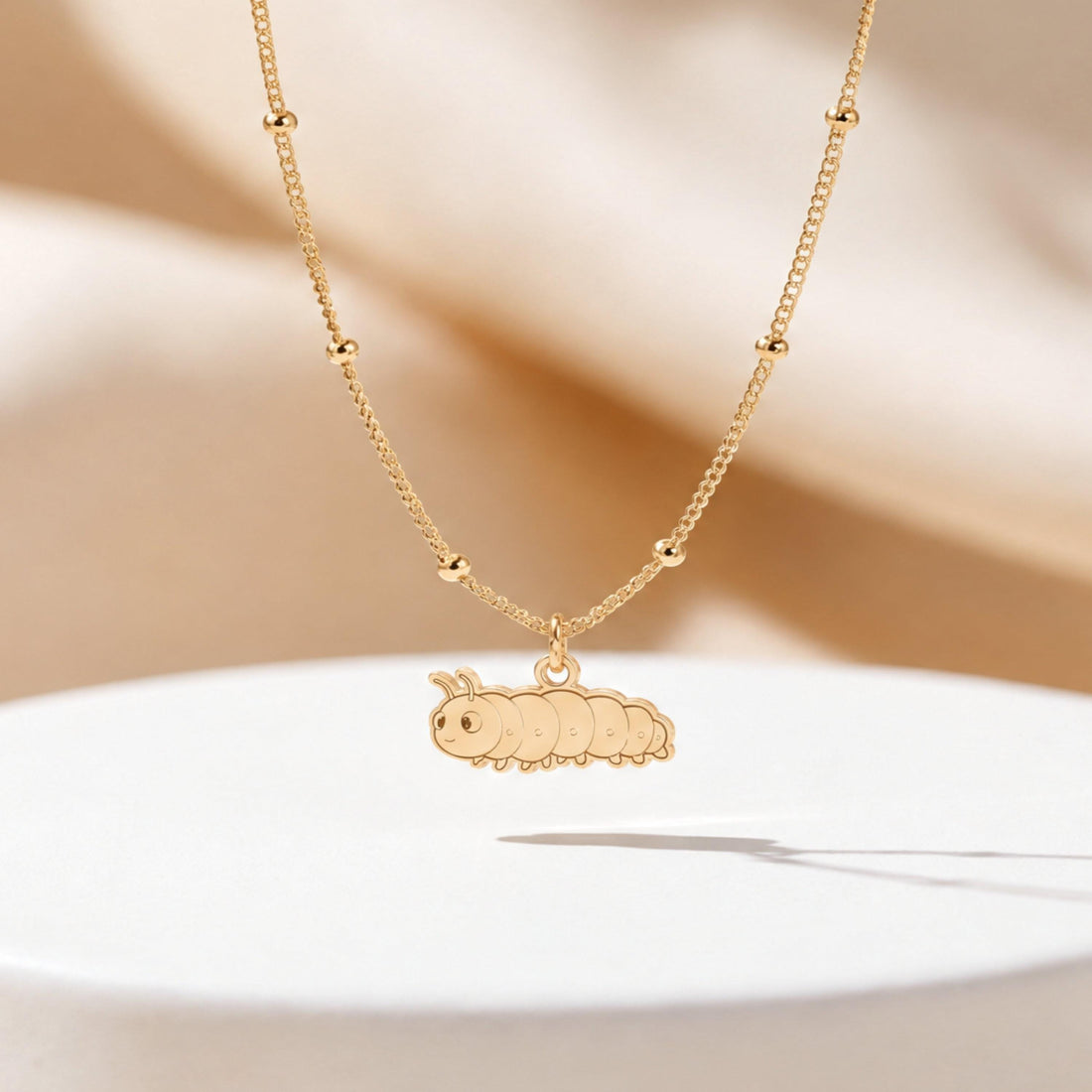 Caterpillar Ball Chain Charm Necklace