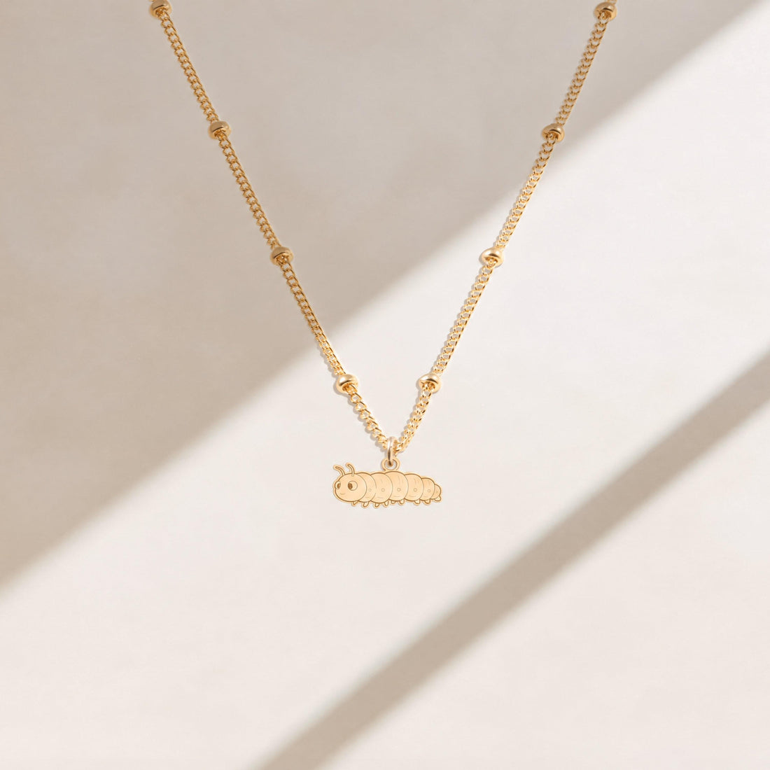 Caterpillar Ball Chain Charm Necklace