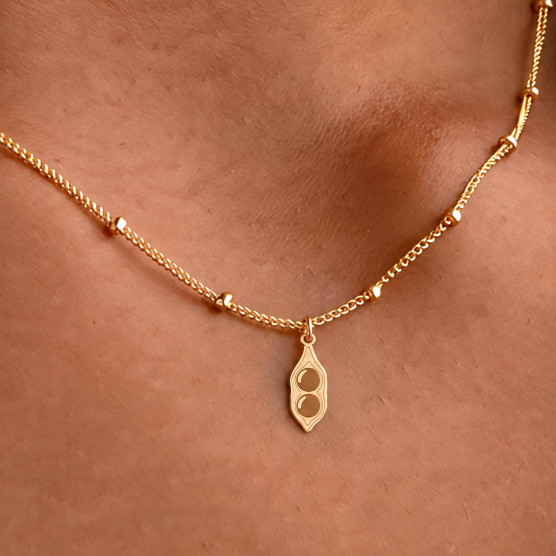 Pea Pod Charm Necklace