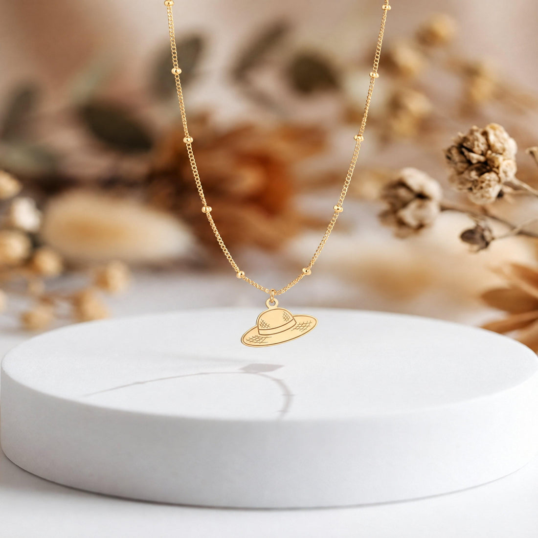 Straw Hat Charm Necklace
