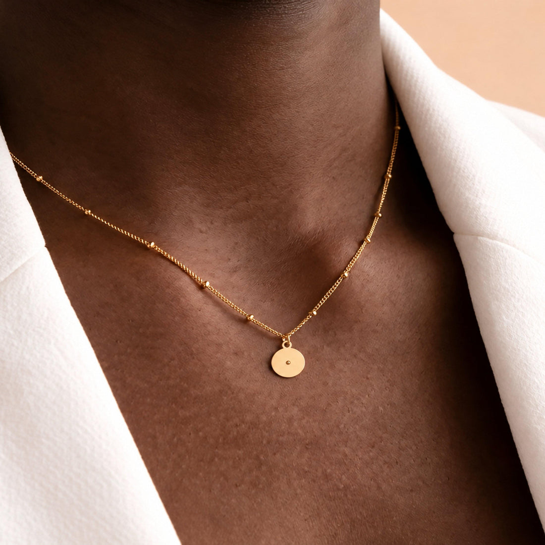 Joy Medallion Beady Chain Charm Necklace