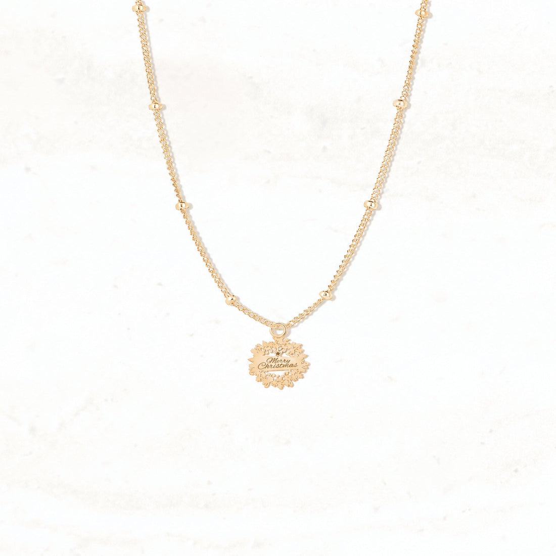 Christmas Snowflake Beady Chain Charm Necklace