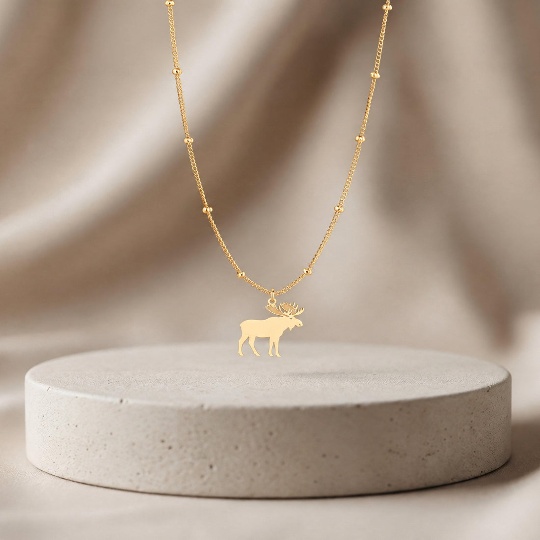 Moose Profile Charm Necklace
