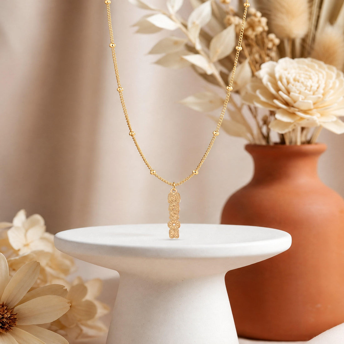 Mason Nameplate Charm Necklace