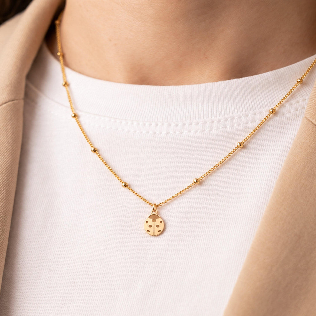 Spotted Ladybug Charm Necklace