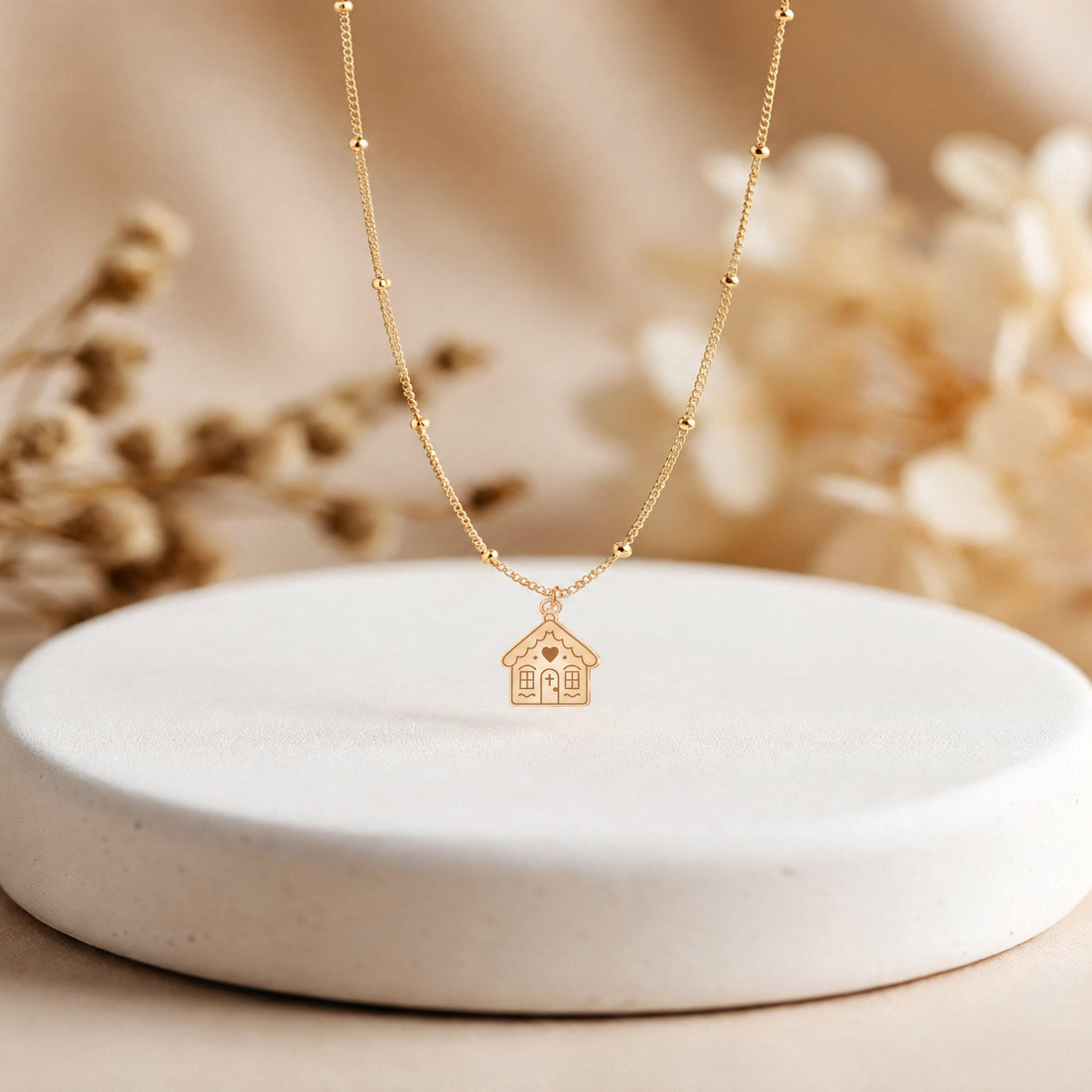 Gingerbread House Charm Necklace