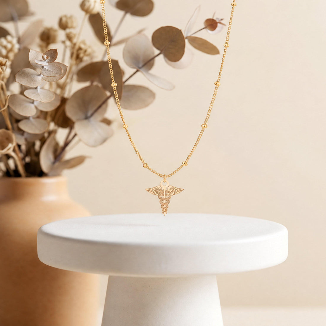 Caduceus Symbol Charm Necklace