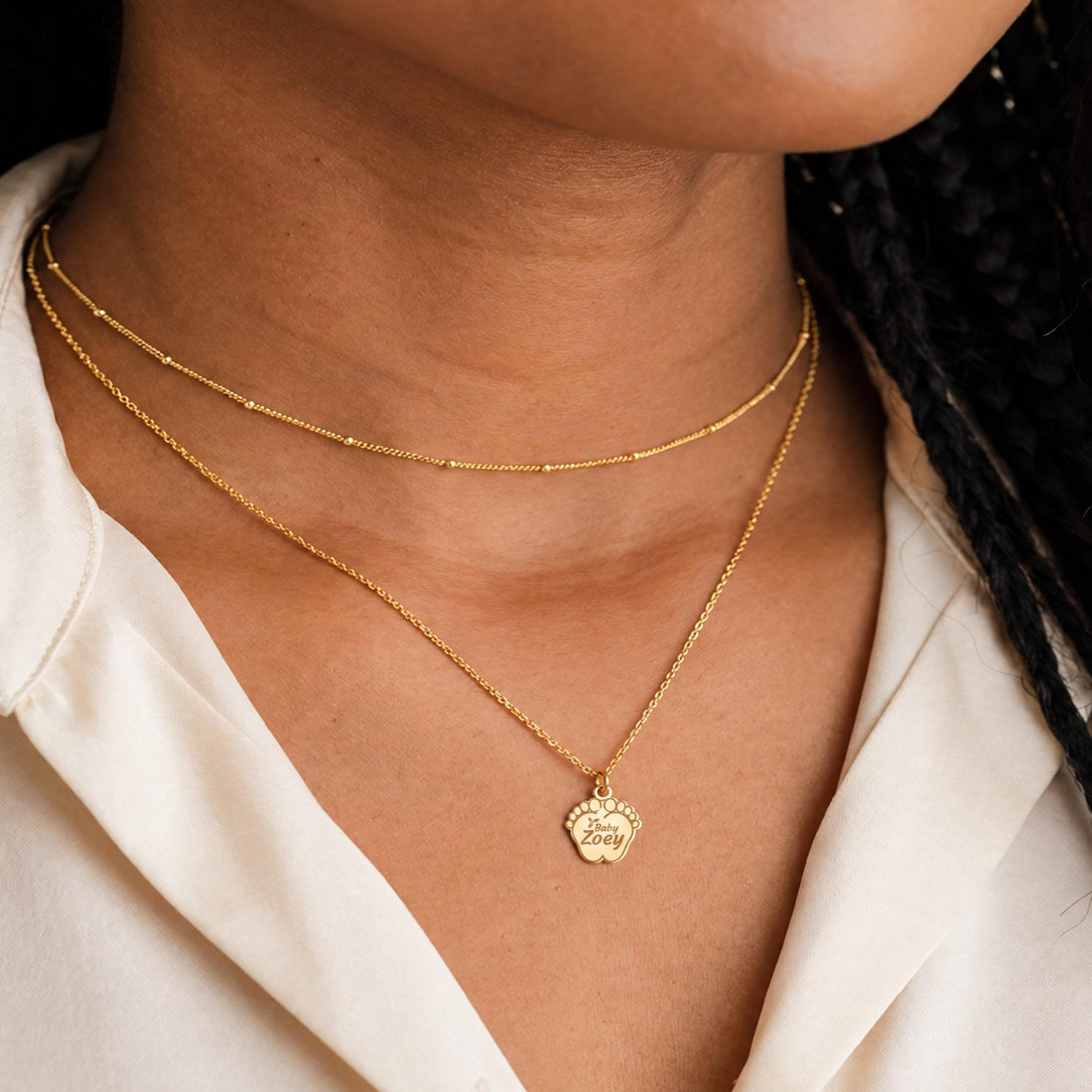 Baby Feet Print Charm Necklace