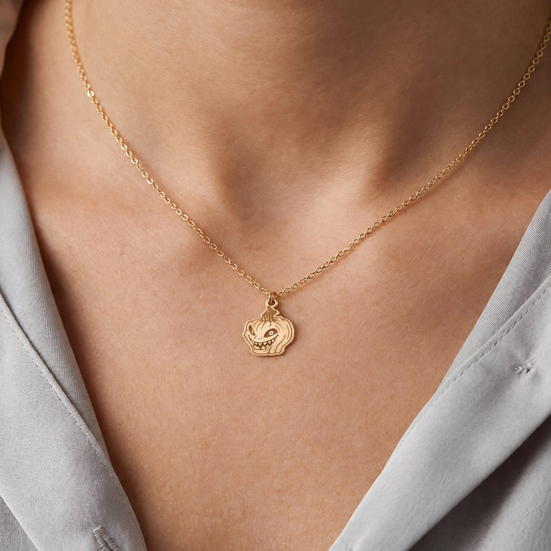 Jack O Lantern Charm Necklace