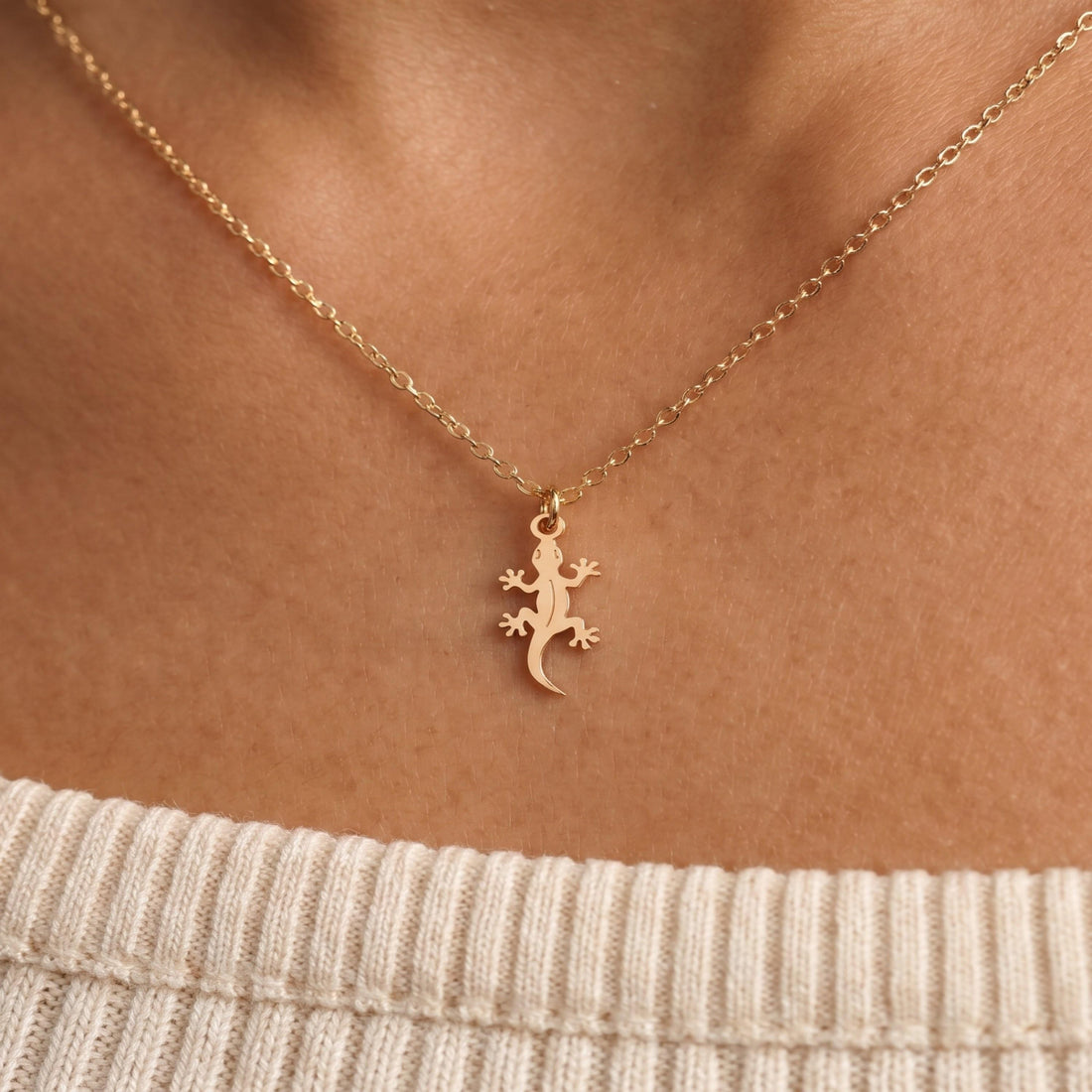 Gecko Lizard Charm Necklace