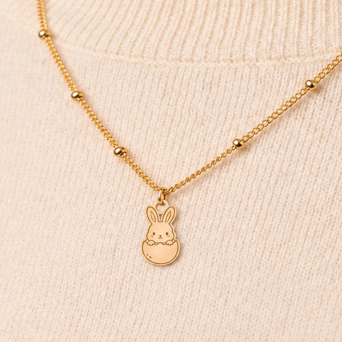 Hatched Bunny Charm Necklace