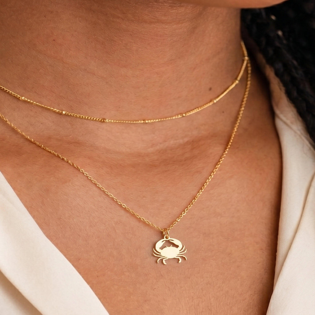 Crab Charm Necklace With Raised Claws
