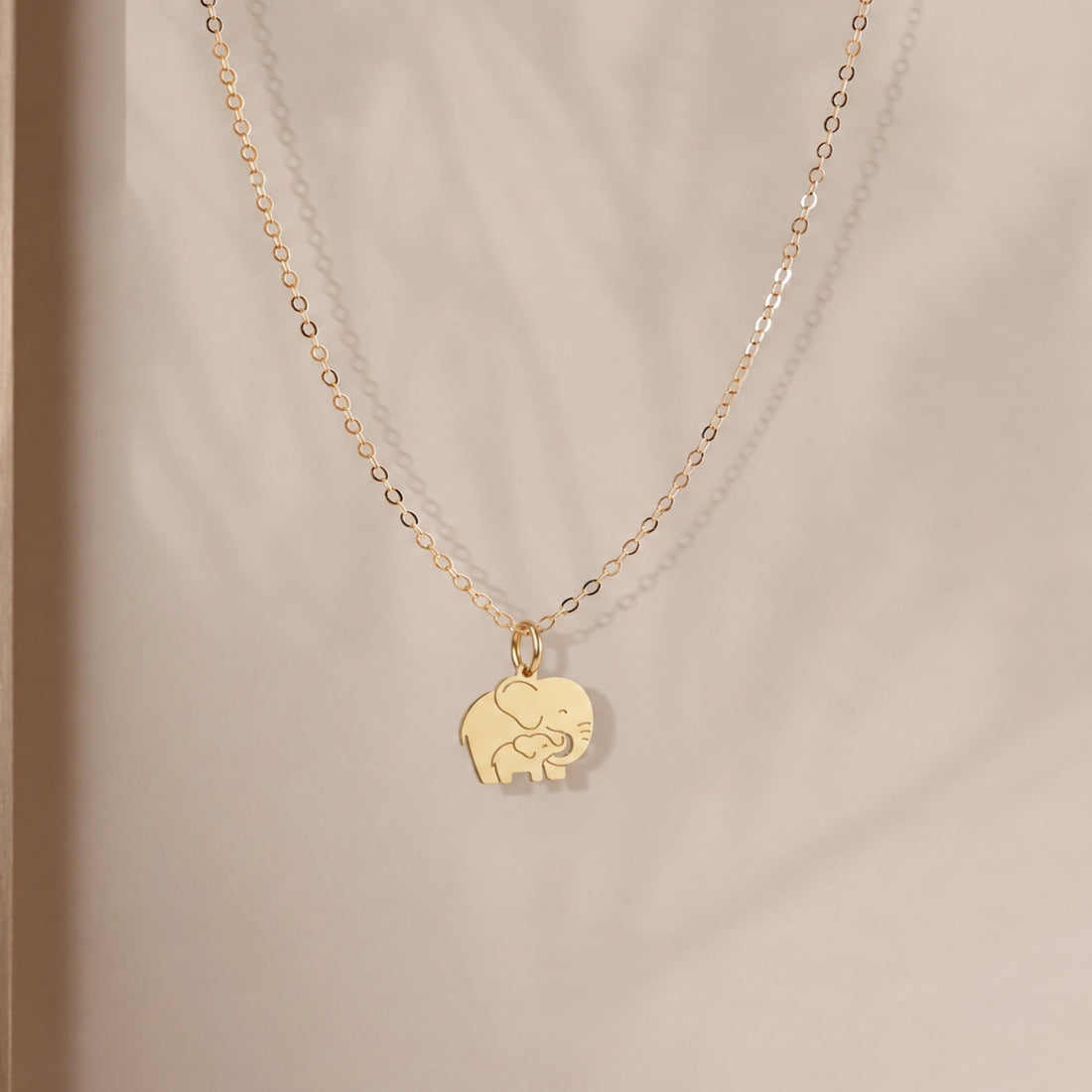 Elephant and Baby Charm Necklace
