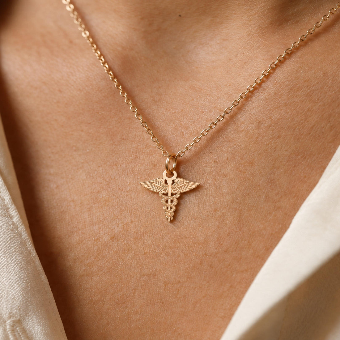 Caduceus Symbol Charm Necklace