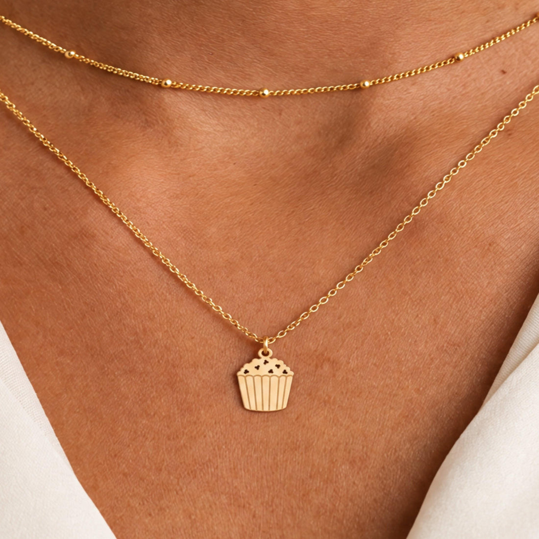 Popcorn Carton Charm Necklace