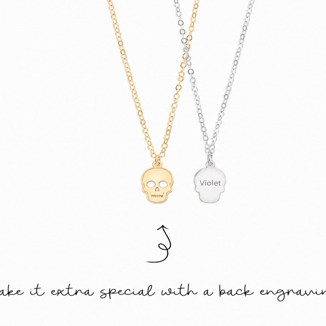 Human Skull Charm Necklace