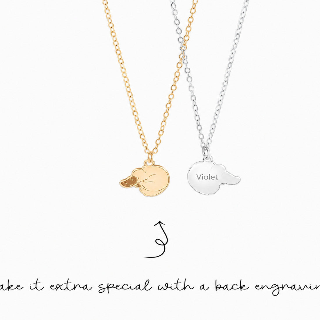 Curled Platypus Charm Necklace