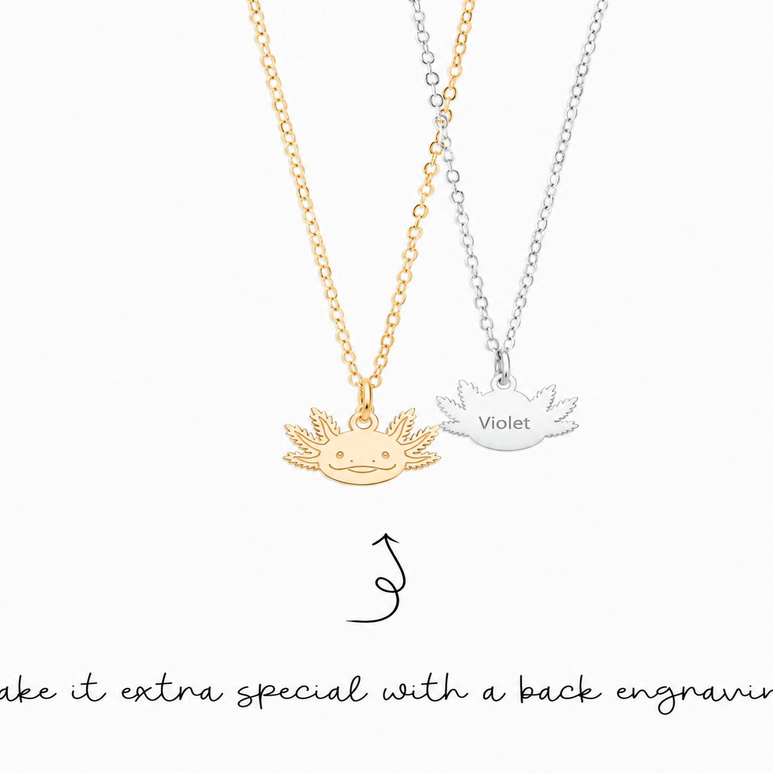 Axolotl Head Charm Necklace
