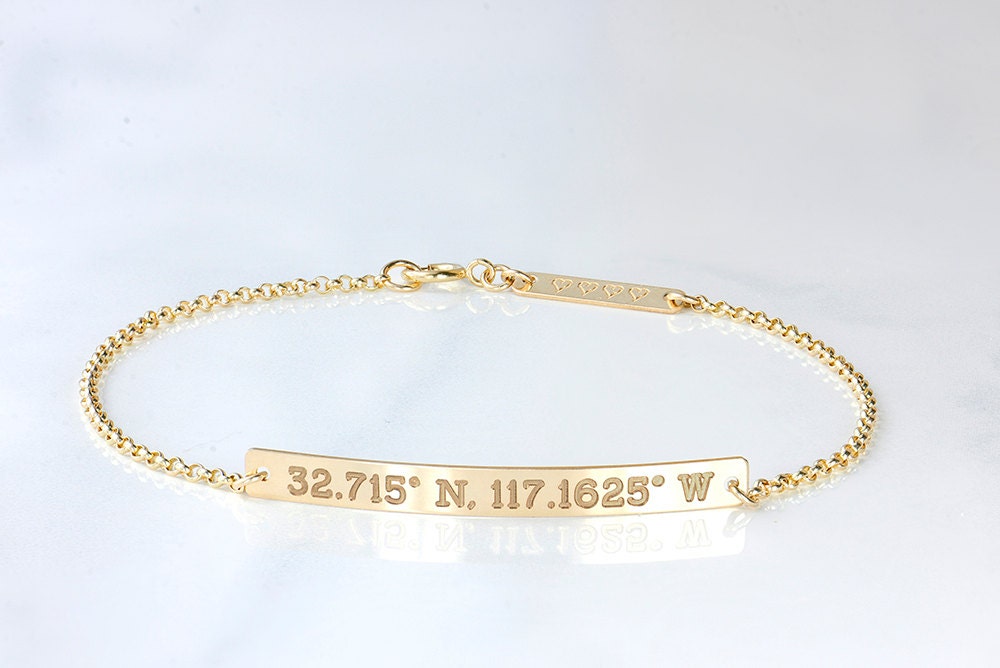 Engraved Heart Bar Necklace