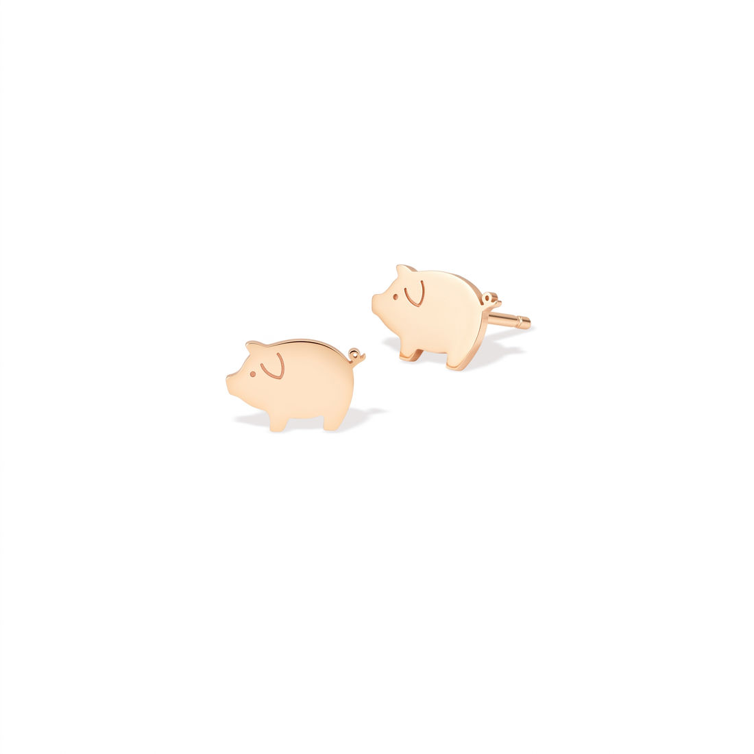 Curled Pig Stud Earrings