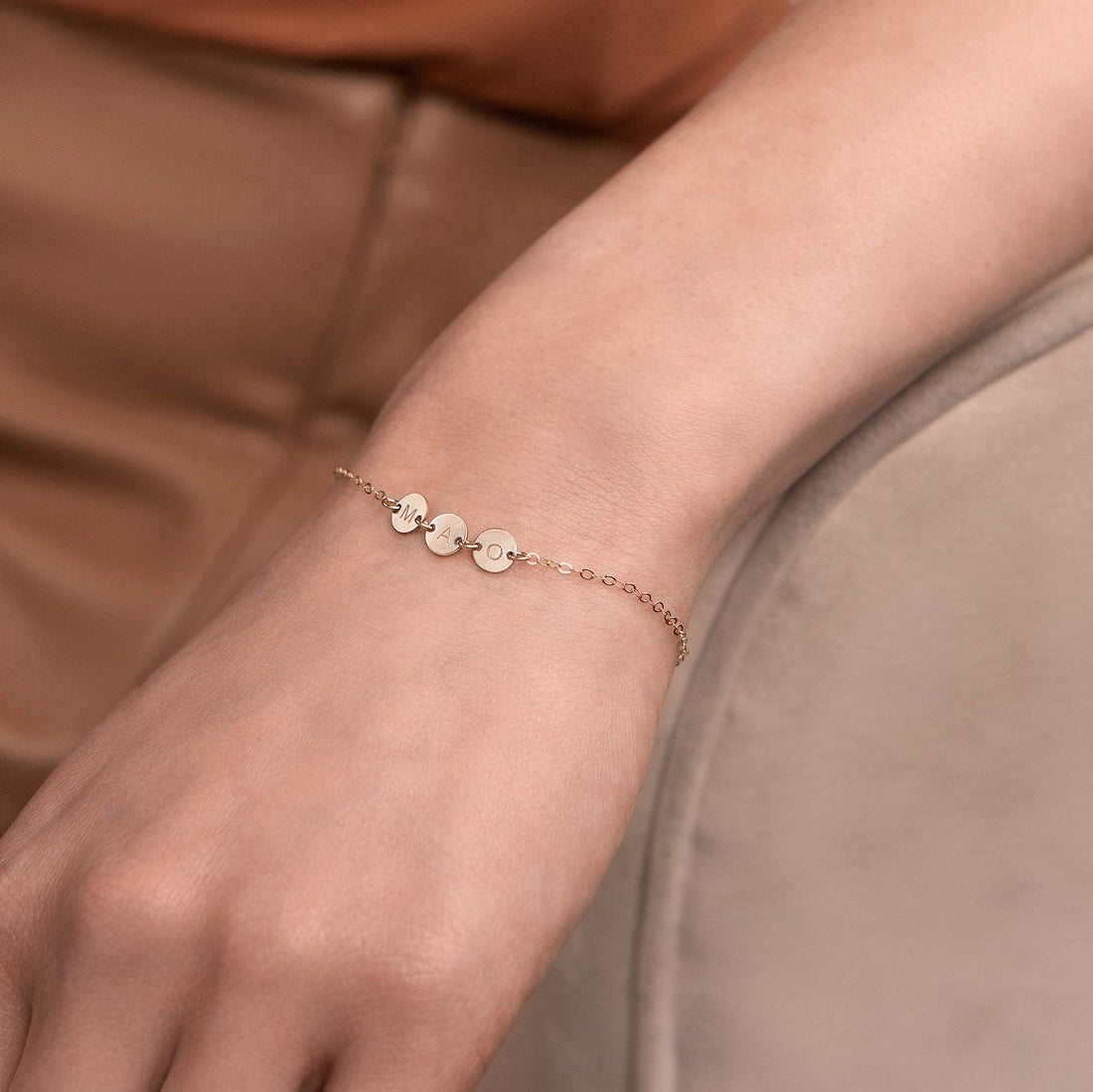 Initial Disc Bracelet