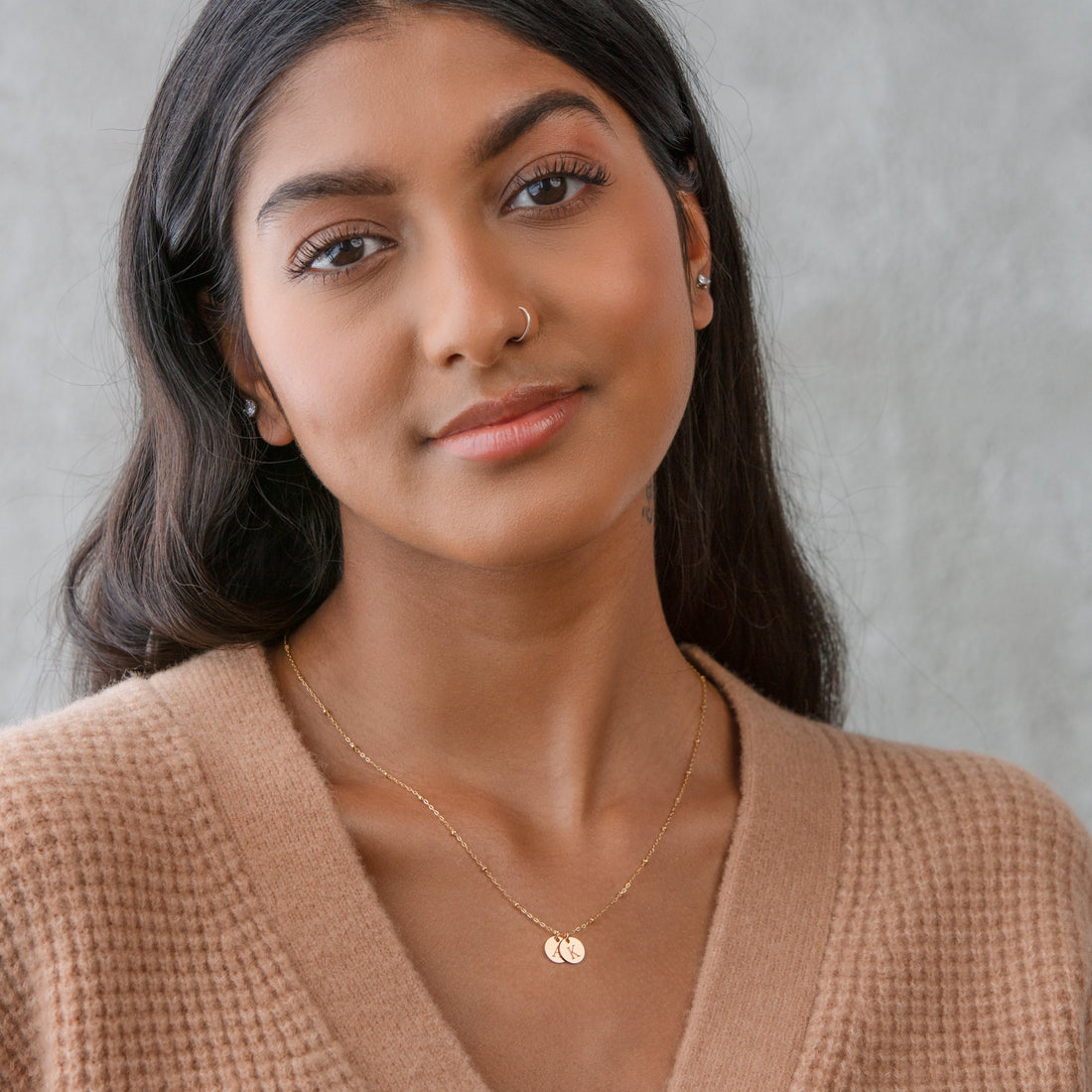 Personalized Initial Disc Beady Necklace