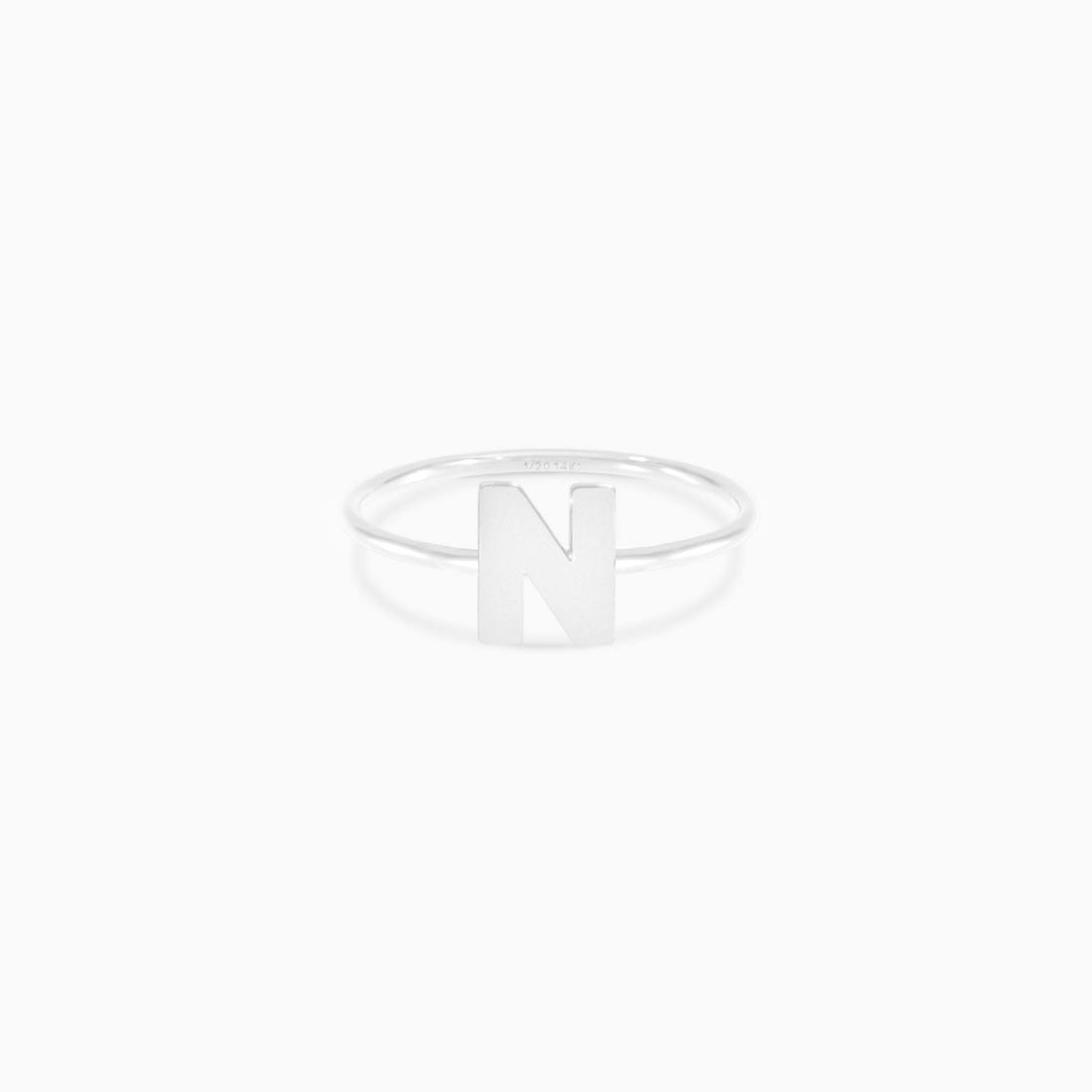 Uppercase Block Font Initial Ring