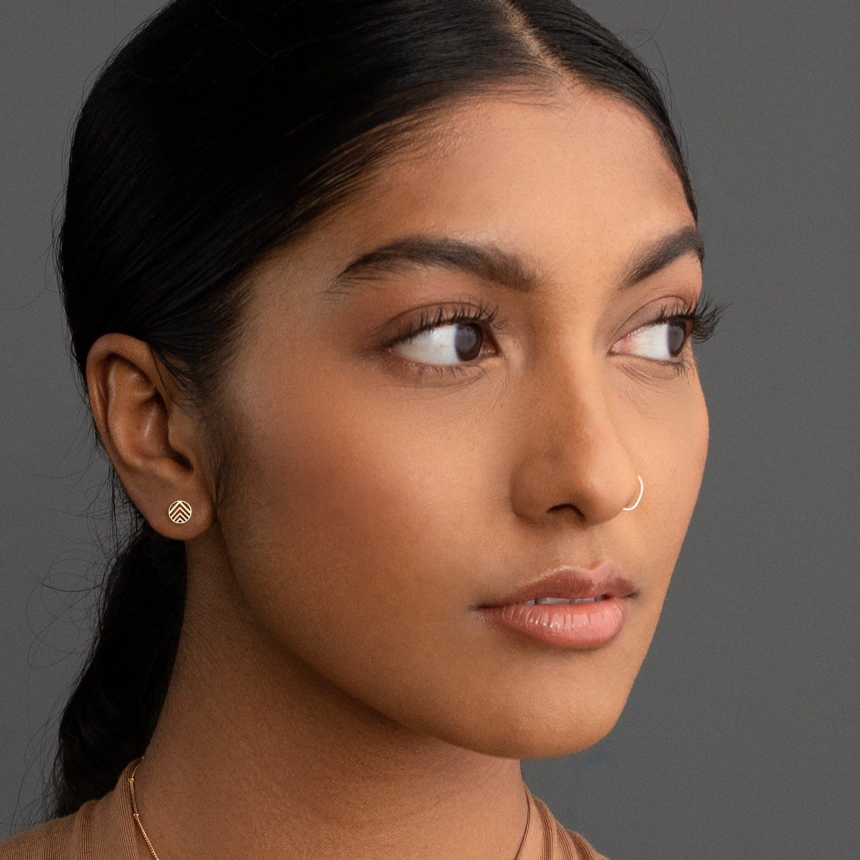 Chevron Disc Stud Earrings