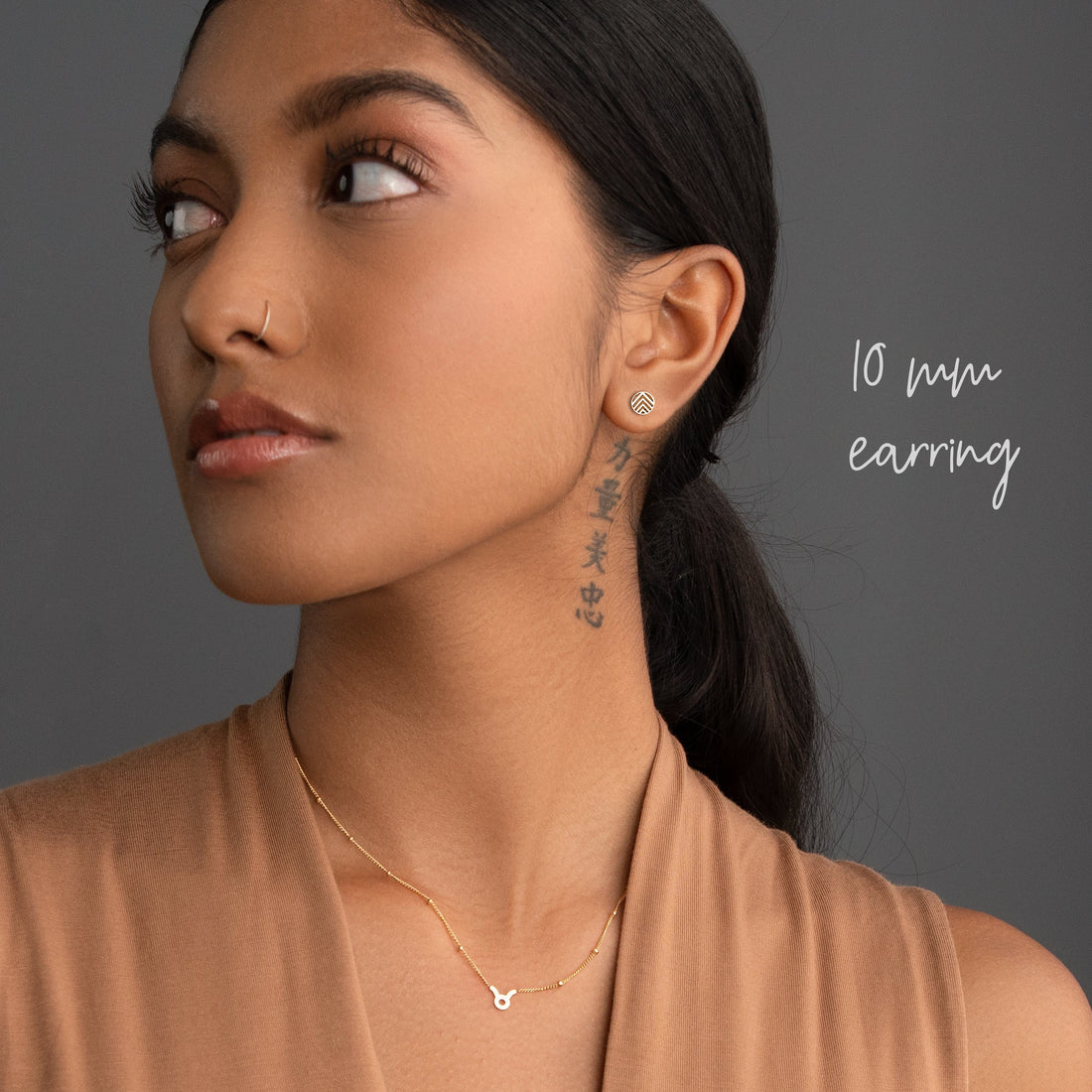 Chevron Disc Stud Earrings