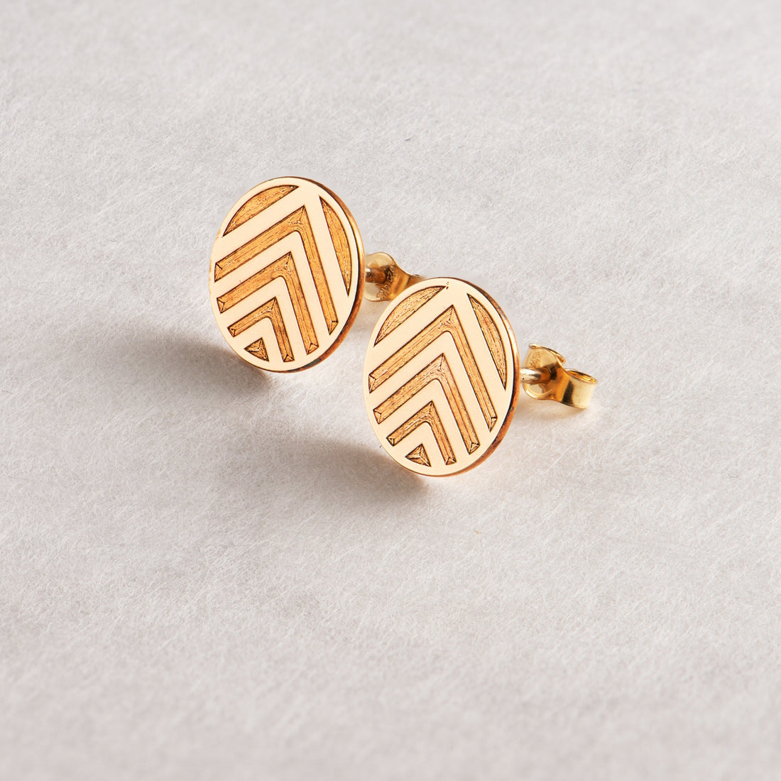 Chevron Disc Stud Earrings