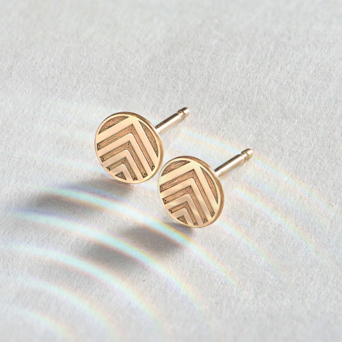 Chevron Disc Stud Earrings