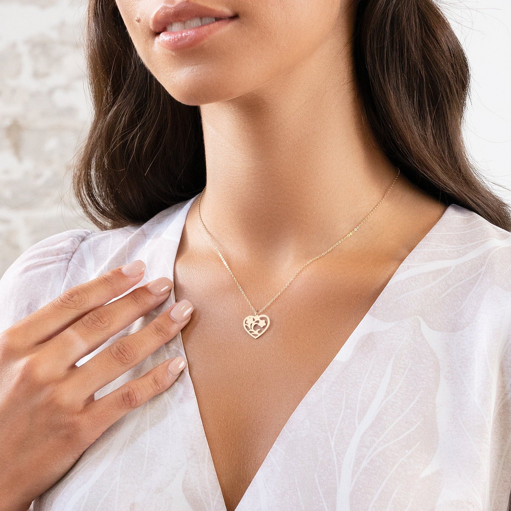 Floral Heart Pendant Necklace