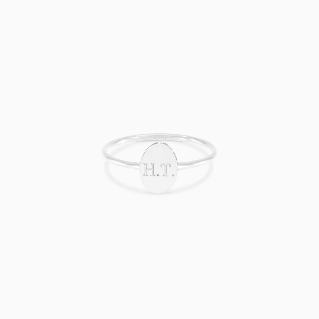 Oval Initial Disc Ring