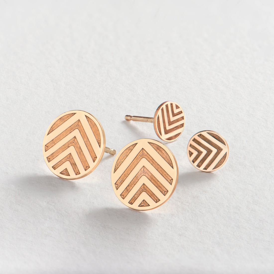 Chevron Disc Stud Earrings