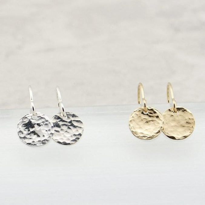 Hammered Disc Drop Earrings