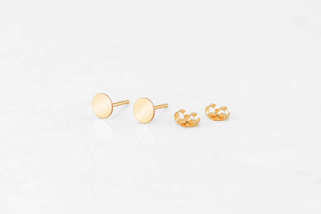 Circle Disc Stud Earrings
