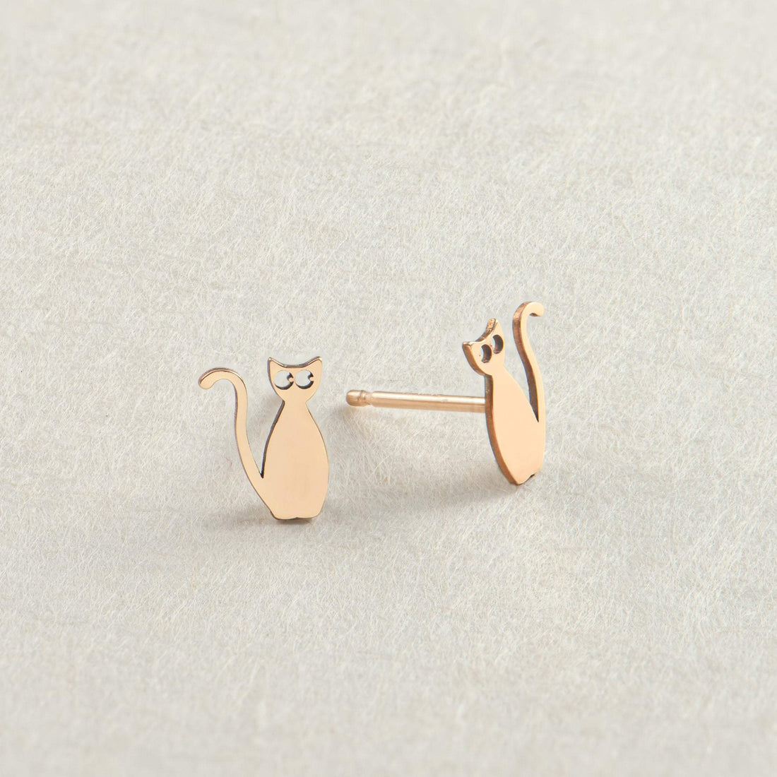 Gold Cat Stud Earrings