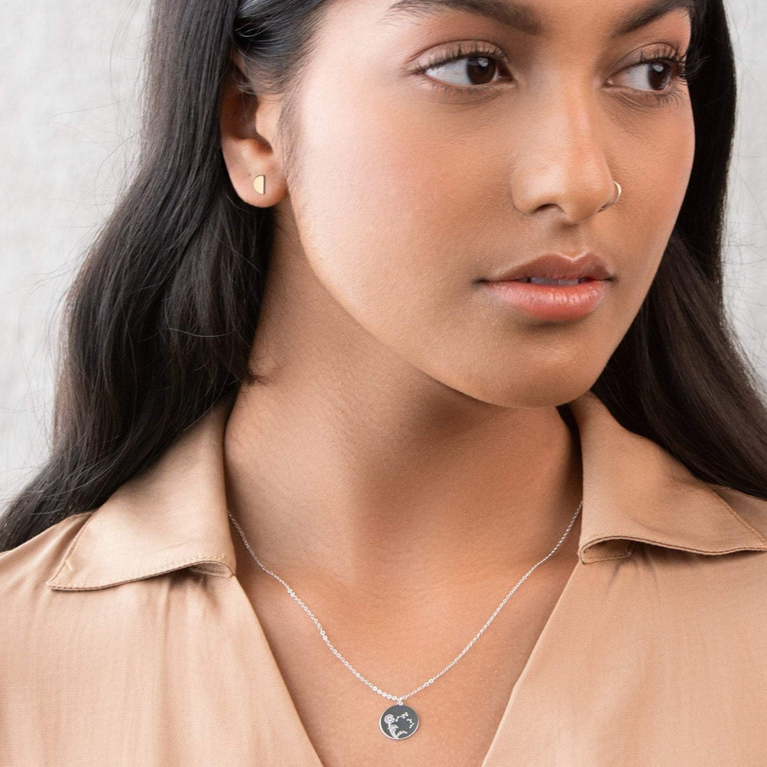 Gold Half Moon Stud Earrings