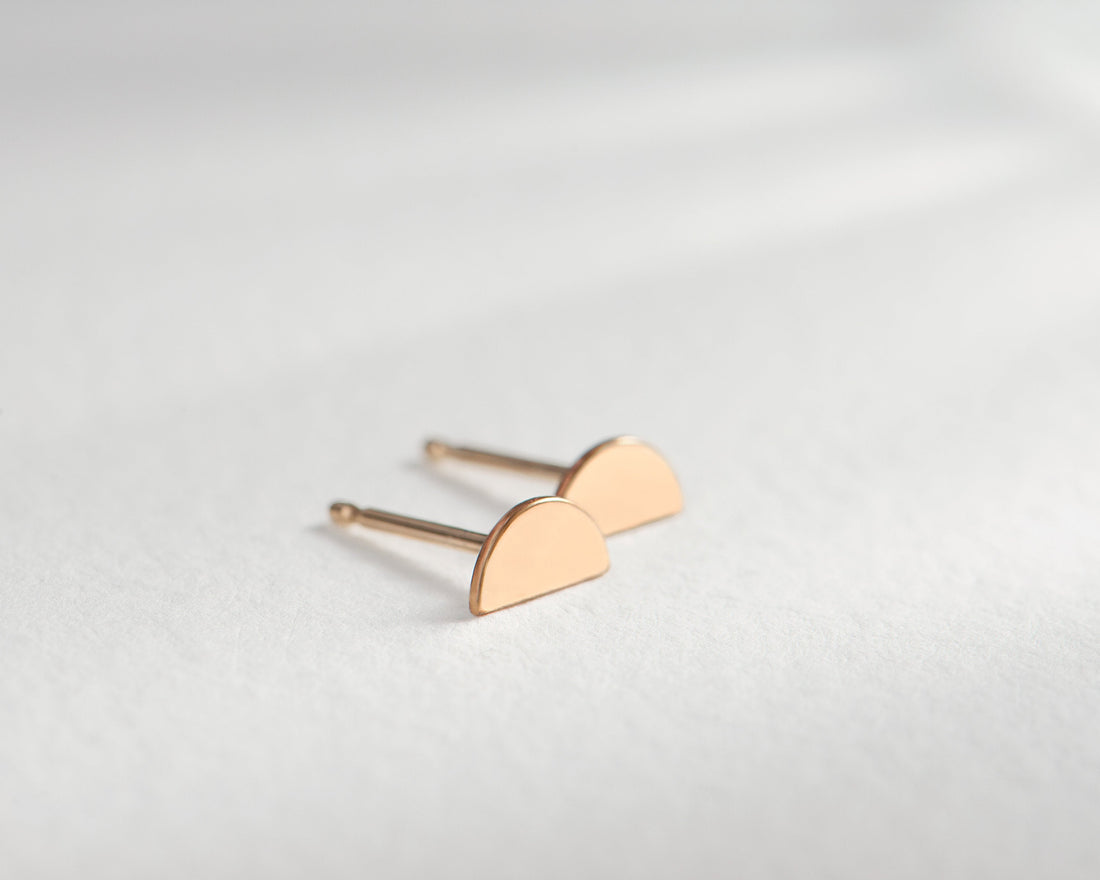 Gold Half Moon Stud Earrings