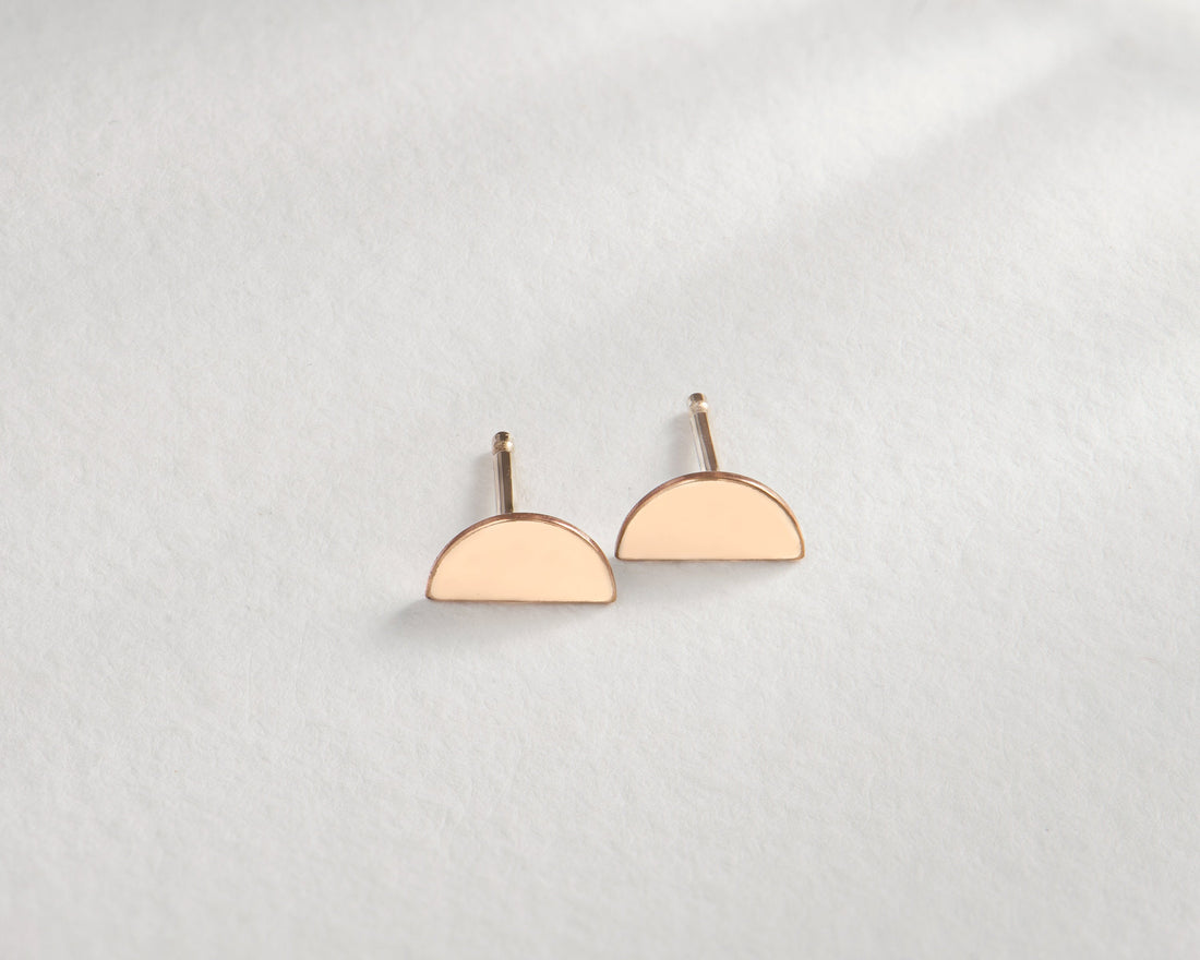 Gold Half Moon Stud Earrings