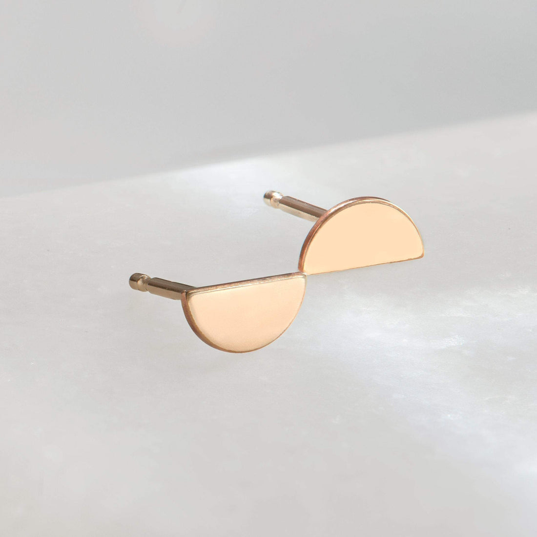 Gold Half Moon Stud Earrings