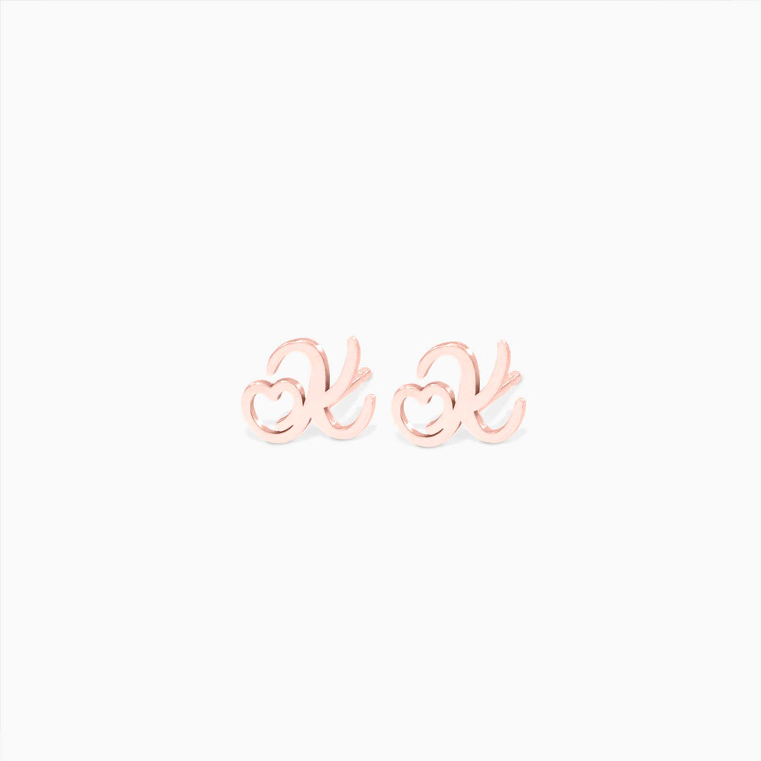 Initial Heart Stud Earrings