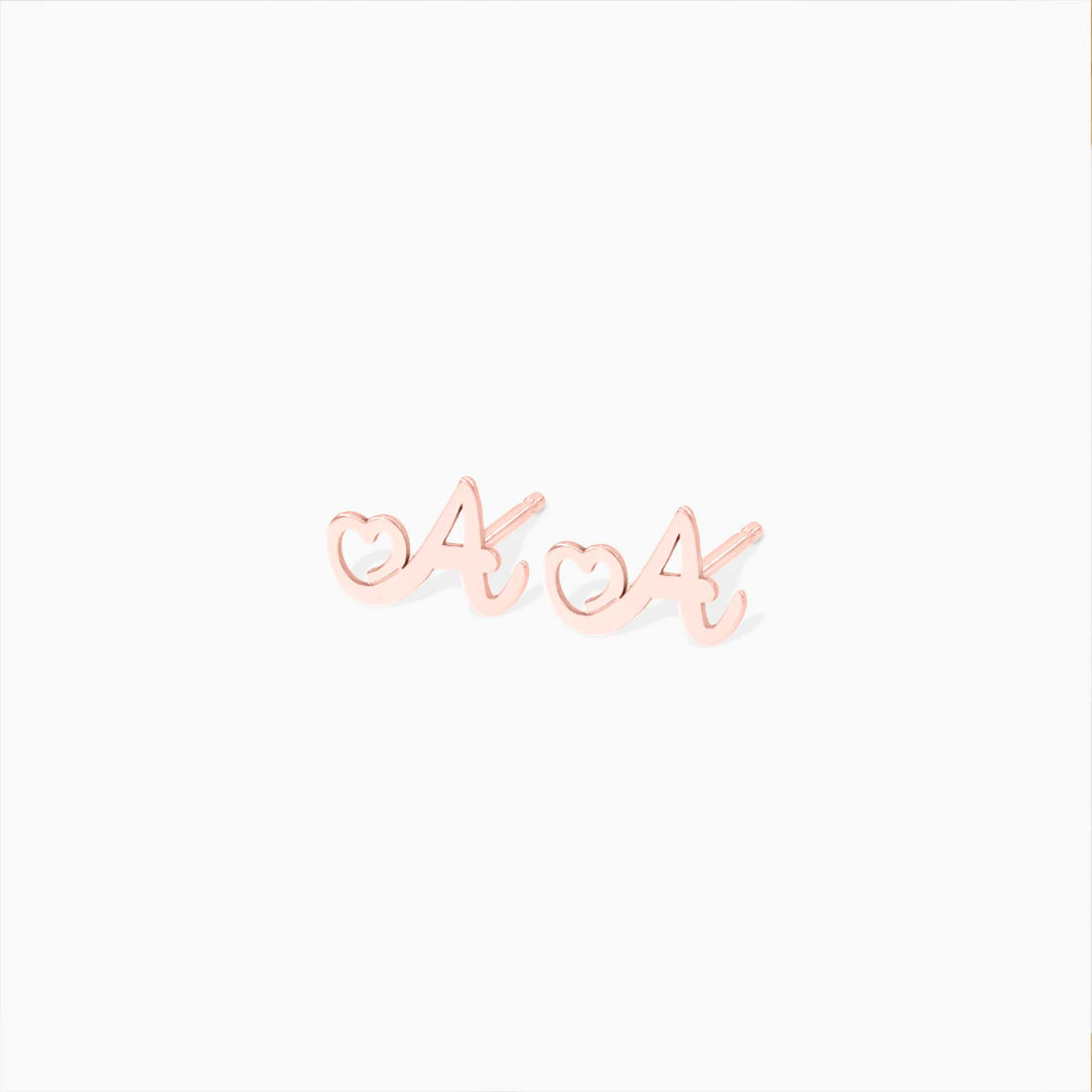 Initial Heart Stud Earrings