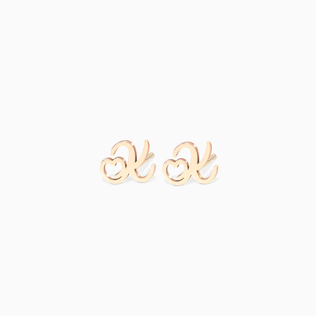 Initial Heart Stud Earrings
