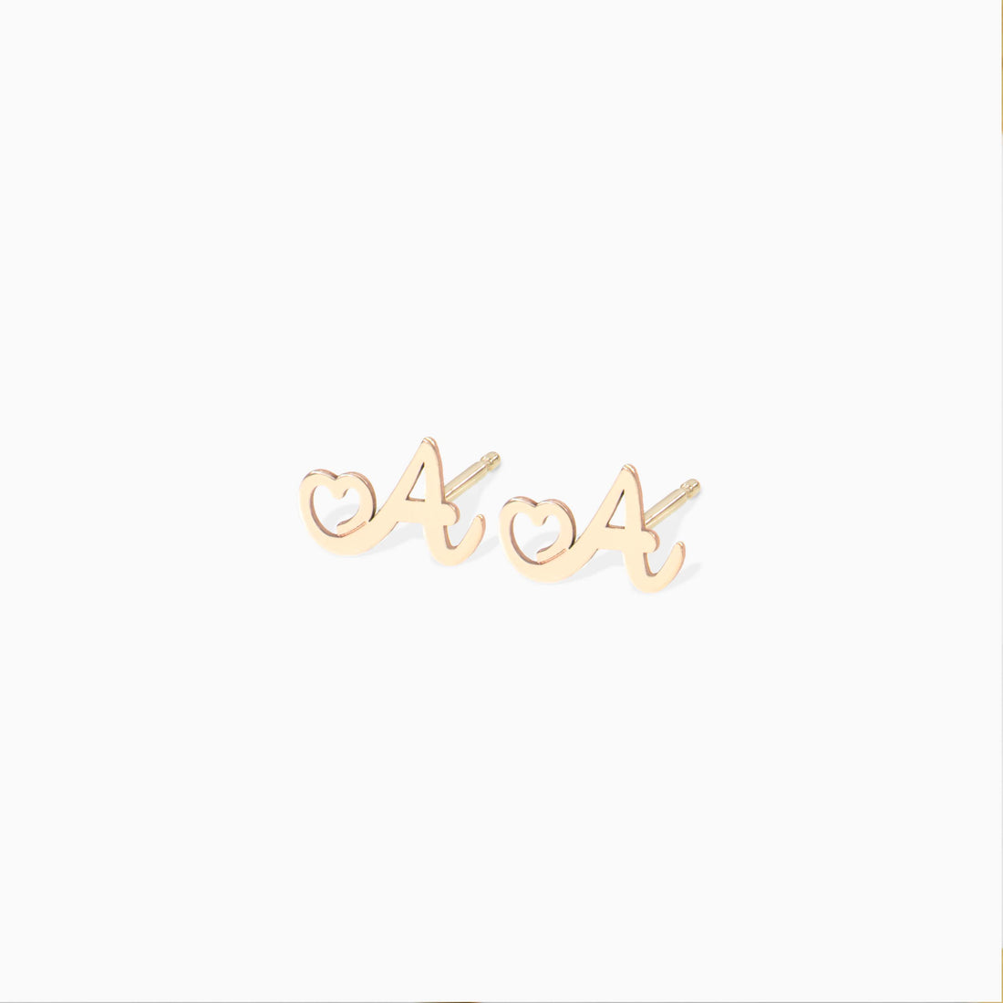 Initial Heart Stud Earrings
