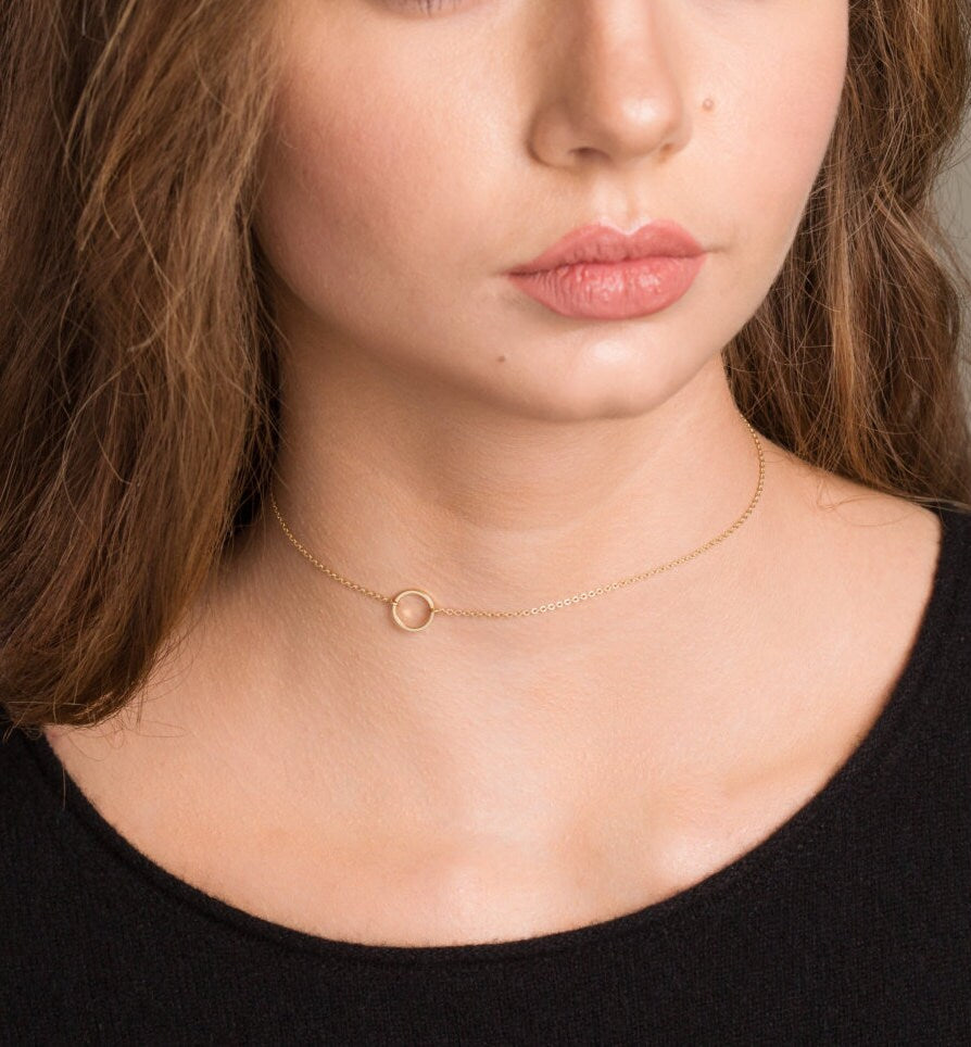 Gold Circle Charm Necklace